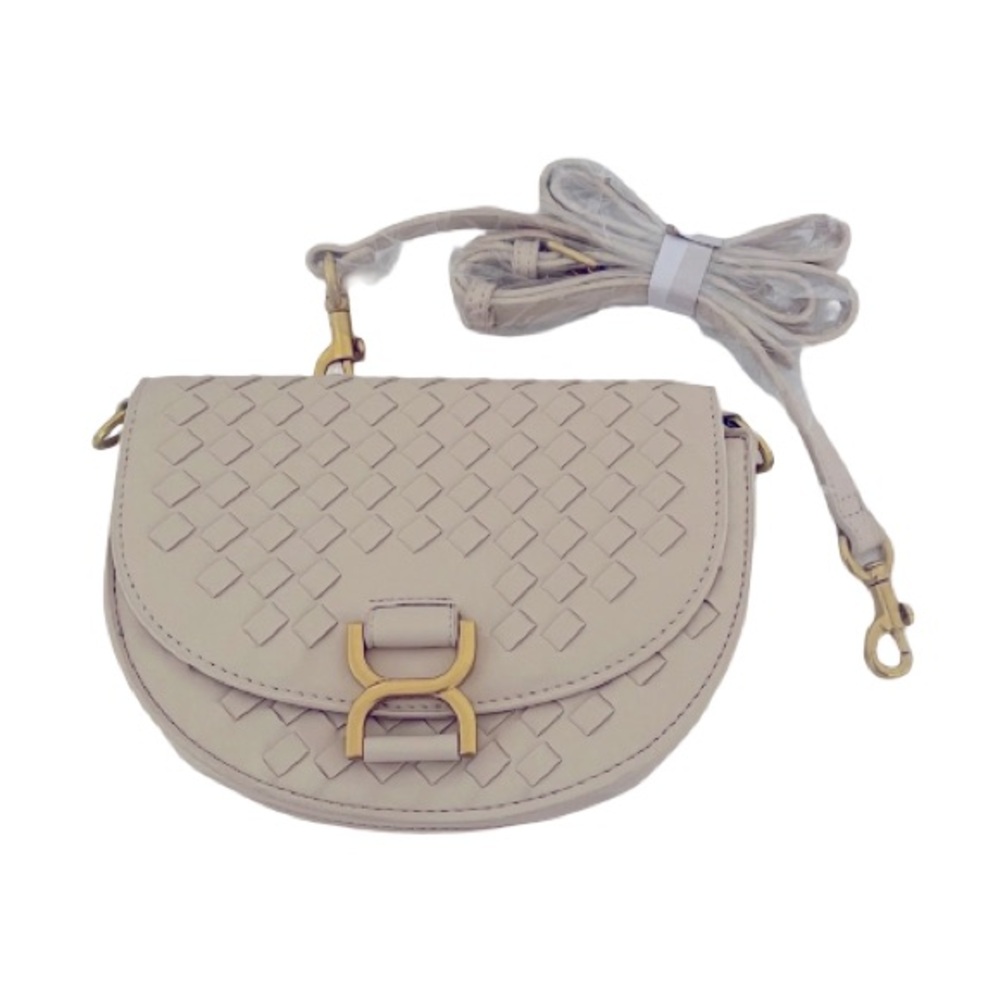 Urban Expressions Cream Woven Leather Crossbody Bag NEW